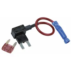 This in-line fuse holder accommodates 297 series automotive fuses in a 2-pole, non-rejection block configuration. Rated for 12 V DC, it is suited for overcurrent protection in vehicle, marine, and low-voltage DC circuits.