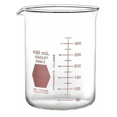 KIMBLE Colorware Beaker: 1,000 mL, 33.81 fl oz, A, Low Form, Type I, Red - Color Coded Low Form Glass Beakers