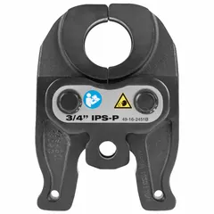 This press jaw is designed for use with compact press tools to create secure connections on 3/4 in black iron or stainless steel pipe. It is constructed from steel and stainless steel for durability. Suitable for plumbing and mechanical piping applications.
