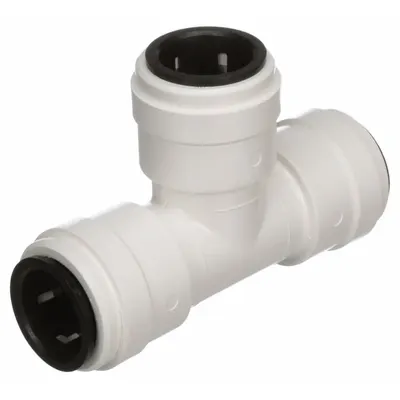 WATTS Push-Fit Tee Fitting: Tee, 3/4 in OD x 3/4 in OD x 3/4 in OD Size, Polysulfone - Polysulfone Push-to-Connect Tube Fittings