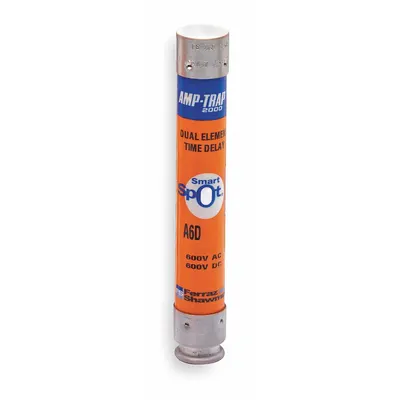 MERSEN Fuse: Class RK1, A6D Series, Time-Delay, 100 mA, 600 V AC, 600 V DC - Time-Delay Cylindrical Fuses
