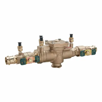 Watts Reduced Pressure Zone Assembly: LF009, Std Configuration, Bronze, 1 in Pipe Size - Watts RPZ Backflow Preventers