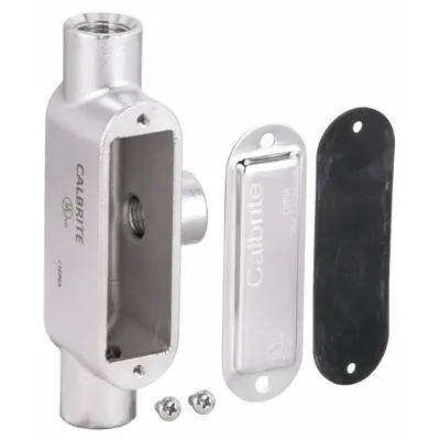 CALBRITE Conduit Outlet Body: Stainless Steel, 1/2 in Trade Size, T Body, 5 cu in Body Capacity - T - Tee Type