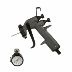 This HVLP spray gun from 3M is designed for applying paints and coatings in industrial finishing, automotive refinishing, and general manufacturing. It features a composite body, a 1/4 in NPS air inlet, and an adjustable spray pattern ranging from 1/2 in to 13 in. An air control valve is included for precise regulation of airflow.