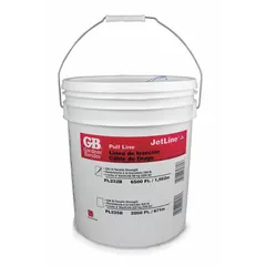 Polyolefin fishing line supplied in a bucket for dispensing. Designed for pulling cables through 1/2 in to 6 in conduit types including EMT, Flex, IMC, PVC, and Rigid. Length: 6,500 ft.