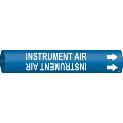 BRADY Pipe Marker: Instrument Air, Blue, White, Fits 2 1/2 to 3 7/8 in Pipe O.D. - Instrument Air Snap-On Pipe Markers