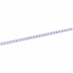 White marking strip pre-printed with numbers 1 through 25. Designed for use with SQUARE D 9080GK6 terminal blocks to identify terminal points in control panels and electrical enclosures.
