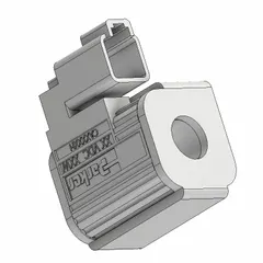 Solenoid coil for Parker cartridge valves, rated 24 VDC and 28 W. Features an Integral Deutsch connector for direct electrical interface. Used in hydraulic systems to actuate compatible cartridge valves.