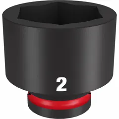 This 3/4" drive impact socket features a 2 in SAE size with a 6-point standard configuration and friction retention. The black phosphate finish provides corrosion resistance. Suitable for heavy-duty fastening and loosening of SAE fasteners using impact wrenches in industrial maintenance, construction, and automotive repair.