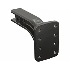 Carbon steel pintle mount sized 2-1/2 x 9-1/2 in. Used as a rotating attachment point for towing trailers or securing heavy equipment on industrial vehicles. Suitable for material handling, agricultural, and fleet maintenance applications.