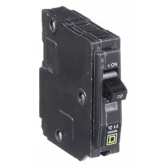 Single-pole, plug-in miniature circuit breaker rated 20 A at 120/240 V AC. Provides overcurrent protection for branch circuits in QO load centers and NQ panelboards. Interrupting rating 10 kA at 120/240 V AC.
