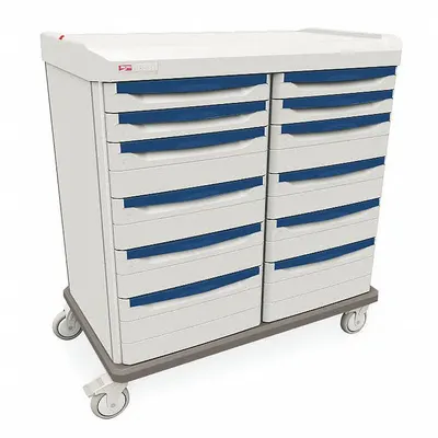 METRO General Medical Supply Cart with Drawers: Polymer, (4) Swivel, Taupe, White - General Medical Supply Carts with Drawers