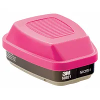 NIOSH-approved combination cartridge/filter providing protection against organic vapors and P100 particulate hazards. Features a bayonet connection for use with 3M 7000 Series reusable respirators. Sold as a 2-pack in black/magenta color