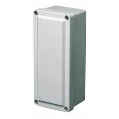 This WIEGMANN nonmetallic enclosure is constructed of fiberglass and measures 5 in x 3 in x 2 in. It features a solid cover secured with screws and is rated NEMA 1/12/3/3R/4X for indoor or outdoor use. No knockouts are included. Typical applications include protecting electrical components in environments requiring corrosion resistance.