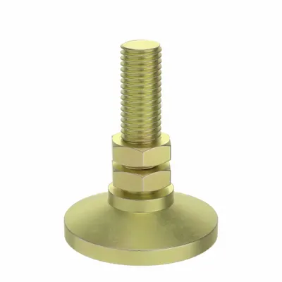 80/20 Deluxe Leveling Foot, Steel, Zinc-Plated, M12, Drop-In, Single - Pivot Leveling Feet