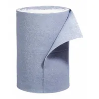 This blue recycled-content sorbent roll measures 30 inches wide by 150 feet long. It is used for absorbing industrial fluid spills, leaks, and drips in maintenance, manufacturing, and processing facilities