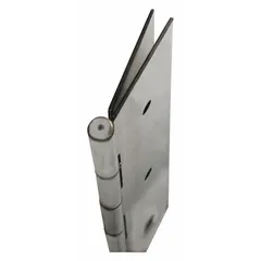 This piano hinge features a full mortise-mount design for continuous support along the length of doors, panels, and enclosures. Constructed from stainless steel, it provides corrosion resistance in demanding environments. Leaf height is 83 1/8 inches and leaf width is 2 3/16 inches.