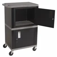 APPROVED VENDOR Audio-Visual Cart: 24 in L x 18 in W, 24 in L x 18 in W 42 in H, Plastic, Black/Gray (MPN WT50GY-B)