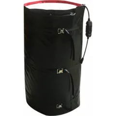 This 30-gallon drum and bucket blanket heater operates at 115V AC, 129.66 W, and 158°F. Rated IP66 for indoor/outdoor use, it is suitable for maintaining temperature on drums in applications such as viscosity control or freeze protection.