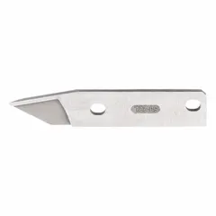 Left knife replacement blade for power shears and nibblers. Used for cutting sheet metal in fabrication and metalworking applications. OEM part.