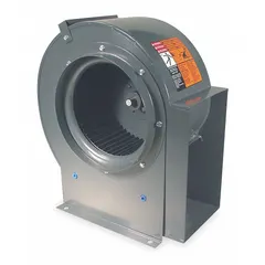 This Dayton blower is a belt-drive unit supplied without a drive pack, designed for use with a 1/2 hp motor (motor-dependent). It features a 10-5/8 in wheel diameter and clockwise rotation. Typical applications include industrial ventilation, exhaust, and process cooling systems requiring moderate airflow.