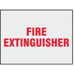 This 8-pack of adhesive-mount fire extinguisher signs is designed to mark extinguisher locations in industrial facilities. The signs are not retroreflective, not glow-in-the-dark, and have no anti-slip surface. They mount via adhesive backing for quick installation.