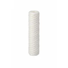 String-wound water filter cartridge with cotton filter media. Overall height 29 1/4 inches. Used for sediment filtration in industrial water systems, including pre-filtration for reverse osmosis, cooling towers, and process water applications.