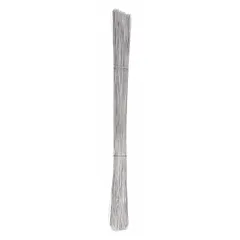 Galvanized steel wire for attaching identification tags to equipment, pipes, or cables in industrial environments. Silver finish, 12-inch length, 0.018-inch diameter, ready to use. Supplied in a 1000-pack.