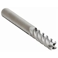 This carbide square end mill from CLEVELAND features 4 flutes and a 1/8-inch diameter with a 3/8-inch length of cut and 1-1/2-inch overall length. Designed for fast cutting in ferrous and non-ferrous materials, it is used for creating flat-bottomed slots, pockets, and contours in industrial metalworking applications