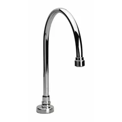 This gooseneck spout is constructed of brass with a polished chrome finish. It features a swivel design and a flow rate of 0.5 gpm. Suitable for use in commercial washrooms, laboratories, and healthcare facilities where a controlled water stream and flexible positioning are required.