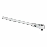 WESTWARD Hand Ratchet: Pear, Reversible, 9 1/2 in Overall Lg, Chrome, 5° Min Arc Swing