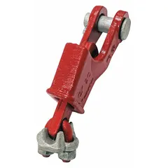 Steel wedge socket for terminating wire rope assemblies. Painted finish. Compatible with wire strand core. Used in lifting and rigging applications to secure rope ends.