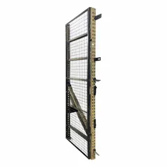 This welded-frame wire mesh side guard is designed for use in pallet rack aisle guard systems to help contain loads and protect personnel and equipment. Constructed from 10 ga steel with a powder-coated finish, it measures 45 in x 1 1/4 in x 144 in and is suitable for 1-bay rack configurations.