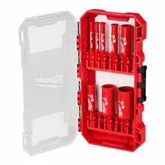 This 8-piece diamond-grit hole saw kit is designed for cutting clean holes in tile, including ceramic, porcelain, and stone. It is suited for creating precise openings in hard, brittle materials for plumbing, electrical, and HVAC installations.