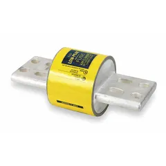 Class L time-delay bolt-on fuse from the KRP-C Series. Rated 3 kA at 600 V AC and 300 V DC. Provides overcurrent protection for high-current industrial circuits such as feeders, switchboards, and large motor circuits.