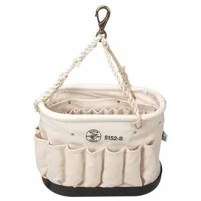 KLEIN TOOLS Bucket Bag: 14 in W x 10 in H, Off-White, Canvas, 41 Pockets - Canvas Bucket Bags