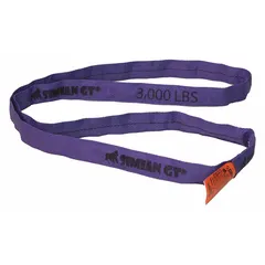 Endless round sling constructed from polyester and nylon for abrasion resistance. Body diameter of 19/32 in and sling length of 4 ft. Suitable for lifting and rigging heavy loads in industrial environments.
