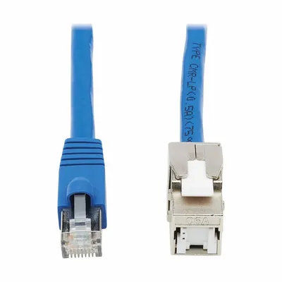 EATON TRIPP LITE Ethernet Cable: Unshielded, Cat 6, 1.5 ft Overall Lg, PVC, Round, 1, Blue - Keystone Jack Cable Assemblies with PoE