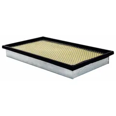 Rectangular panel cabin air filter with cellulose media. Designed for use in the cabin air intake of Komatsu buses to trap dust and airborne contaminants. Replaces Baldwin Interchange number PA30329.