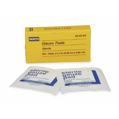 PIP GLOBAL SAFETY Gauze Pad, Sterile, 2 in x 2 in, 6 Pack - Gauze Pads