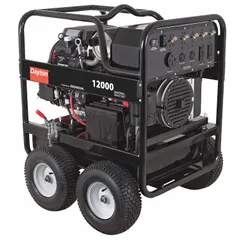This gasoline-powered conventional generator delivers 12,000 W running power and 19,600 W starting power at 120/240V AC. It includes GFCI outlets for electrical safety. Suitable for providing backup power at construction sites, job sites, and outdoor events where grid power is unavailable.