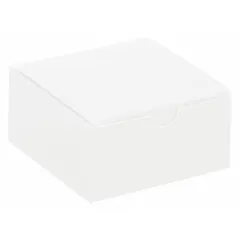 White gift box with dimensions 4x4x2 inches. Sold in a pack of 100. Suitable for containing small items or gifts in retail, e-commerce, or warehouse packing applications.