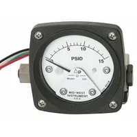 MIDWEST INSTRUMENT Differential Pressure Gauge & Switch: Back, 1/4 in NPT Female, 120, 2 1/2 in Dial (MPN 120-AA-00-O(CA)-10P)