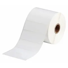 This precut label roll consists of 1,500 white polyester labels, each measuring 1 inch by 3 inches. The halogen-free material is suited for environments requiring low-smoke and zero-halogen safety standards. Compatible with THT printer series for industrial identification and asset tracking applications.