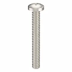 These #4-40 pan head machine screws are 7/8 inch long, made from 18-8 stainless steel with a plain finish, and feature a Phillips drive with #1 drive size. Supplied in a 50-piece pack, they are used for fastening components in machinery, electrical enclosures, and instrumentation where a low-profile, non-countersunk head is required.