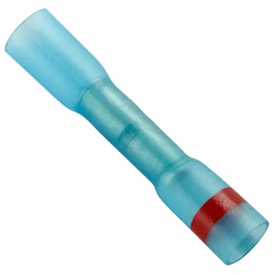 OEM Butt Splice Connector: Blue, Heat Shrink, For Wire Size 22 AWG – 14 AWG - Insulated Butt Splice Connectors with Heat Shrink