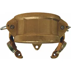 This forged brass dust cap protects cam-and-groove coupling ends from dirt, moisture, and damage when not in use. Suitable for industrial fluid-transfer systems, it has a 250 psi maximum working pressure at 70°F and a 3-1/16 in overall length. Includes a Nitrile gasket.