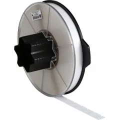 Vinyl, black-on-white precut label cartridge for wire marking. Designed for 20 AWG to 12 AWG wire gauge. Compatible with Wraptor A6500 printer series; requires R4311 ribbon. Used for on-demand wire identification in electrical panels, control cabinets, and machinery.