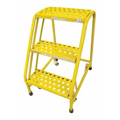 COTTERMAN Step Stool: 2.5 ft Overall Ht, 450 lb Load Cap, 3 Steps, Steel - Rolling Step Stools