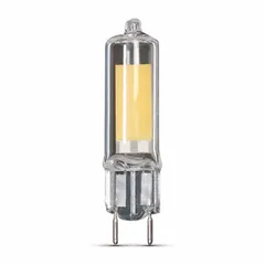 G8 2-pin base LED lamp with T4 bulb shape. Operates at 120V AC, consumes 3.5 watts, and delivers 350 lumens. Suitable for under-cabinet lighting, display case lighting, and other fixtures requiring a G8 base.